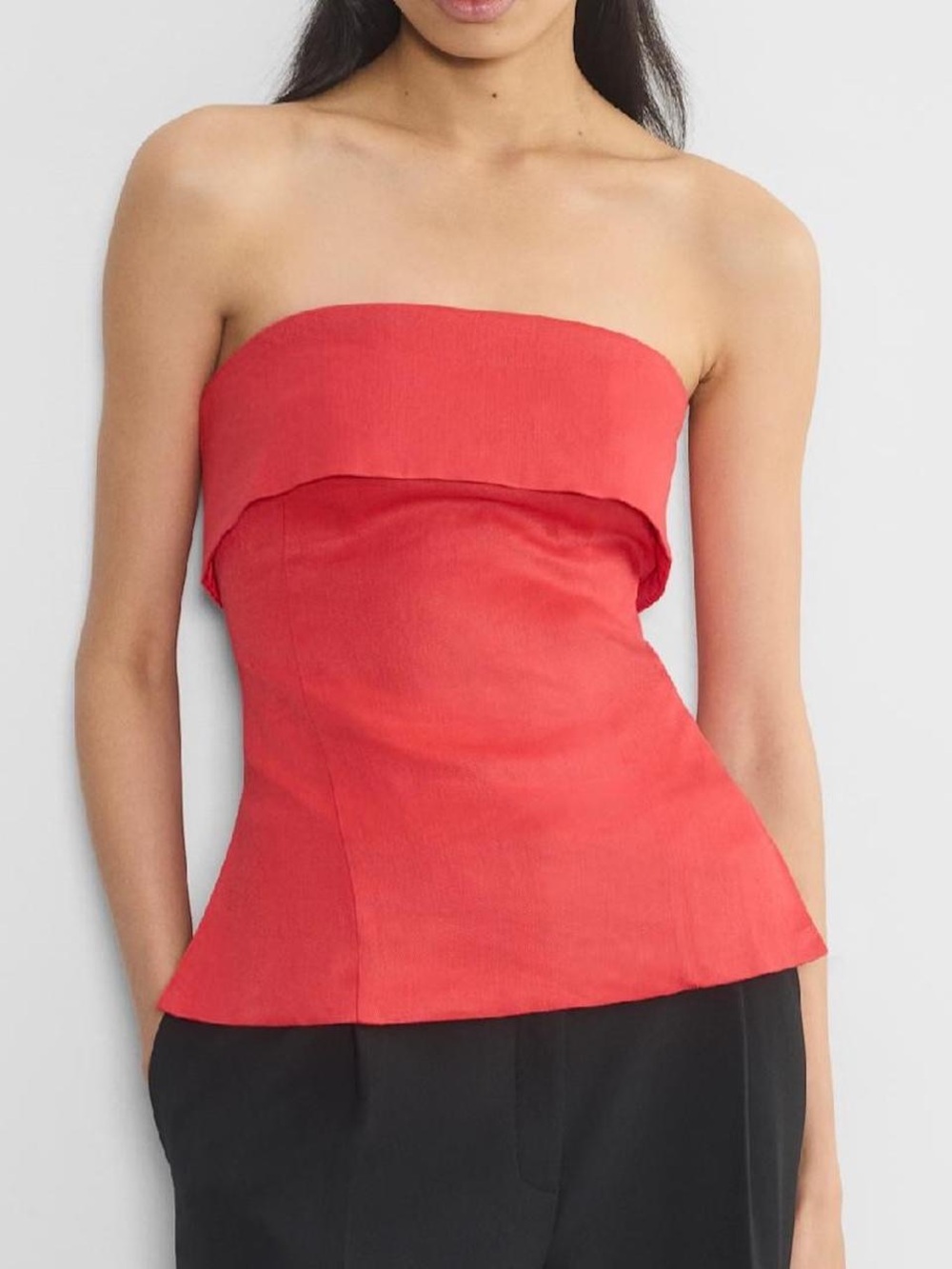 Aritzia Red Strapless Peplum Camisole